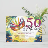 Invitation Mascarade aquarelle 50e fête d'anniversaire (Debout devant)