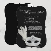 Invitation Mascarade blanche Masque Masque Masque Costume Hal (Devant / Derrière)