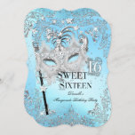 Invitation Mascarade bleu argent doux 16 Anniversaire<br><div class="desc">Sweet sixteen bleu et argent Invitation d'anniversaire. Elégant masque diamant en argent et design damassé scintillant. S'il vous plaît noter toutes les images plates,  ils n'ont pas de vrais bijoux!</div>