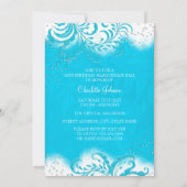 Invitation Mascarade bleu blanc étincelant Mascarade Sweet 16 (Dos)