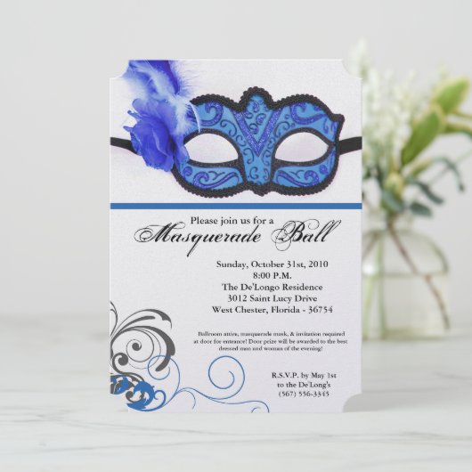 Invitation Mascarade bleu Mascarade Masque Masque Costume Hal (Debout devant)