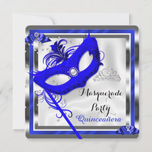 Invitation Mascarade bleue Quinceanera 15ème anniversaire