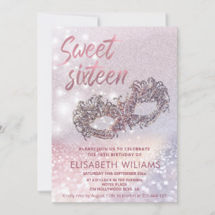 Invitation Mascarade charmant scintillant ombre