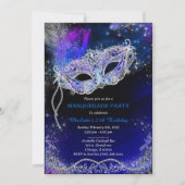 Invitation Mascarade d'anniversaire Royal Blue personnalisée (Devant)