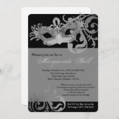 Invitation Mascarade d'argent masqué costume de bal Halloween (Devant / Derrière)