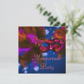 Invitation Mascarade de fête noir violet rouge Mardi Gras (Debout devant)
