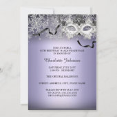 Invitation Mascarade de flocon de neige pourpre Quinceanera (Dos)