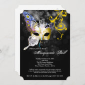 Invitation Mascarade de papillon jaune costume Mascarade Hall (Devant / Derrière)