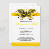 Invitation Mascarade de papillon jaune costume Mascarade Hall (Devant / Derrière)