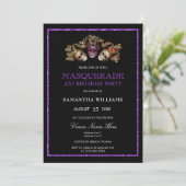 Invitation Mascarade de Parties scintillant violette glamour  (Debout devant)