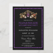 Invitation Mascarade de Parties scintillant violette glamour (Devant)