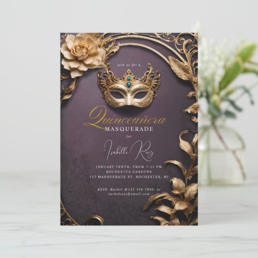 Invitation Mascarade de Quinceañera (Debout devant)