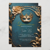 Invitation Mascarade de Quinceañera (Devant / Derrière)