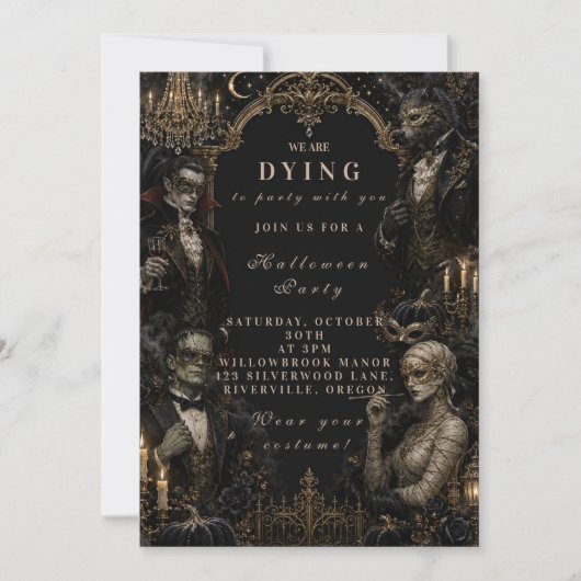 Invitation Mascarade d'Halloween de Monstre Gothique (Devant)
