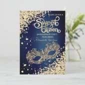 Invitation Mascarade diamant luxe or doux 16 (Debout devant)