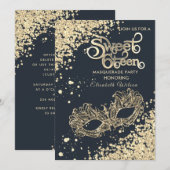 Invitation Mascarade diamant luxe or doux 16 (Devant / Derrière)