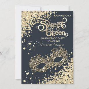 Invitation Mascarade diamant luxe or doux 16