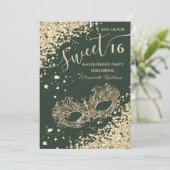 Invitation Mascarade diamant luxe or doux 16 Invitati (Debout devant)