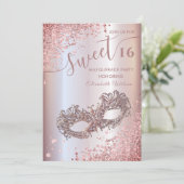 Invitation Mascarade diamant luxe rose or doux 16 (Debout devant)