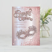 Invitation Mascarade diamant luxe rose or doux 16 (Debout devant)