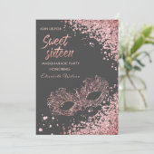 Invitation Mascarade diamant luxe rose or doux 16 (Debout devant)