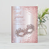 Invitation Mascarade diamant luxe rose or doux 16 (Debout devant)