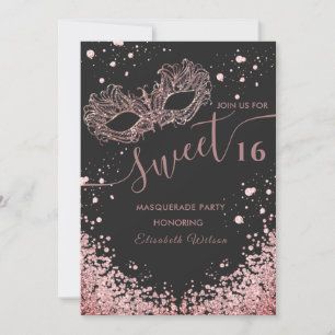 Invitation Mascarade diamant luxe rose or doux 16 Inv