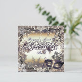 Invitation Mascarade d'or blanc et de bronze hiver Snowflakes (Debout devant)