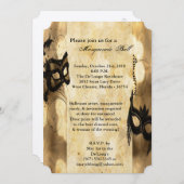 Invitation Mascarade d'or Mascarade Masque Costume de bal Hal (Devant / Derrière)