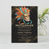 Invitation mascarade dorée (Debout devant)