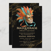 Invitation mascarade dorée (Devant / Derrière)