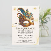Invitation mascarade dorée (Debout devant)