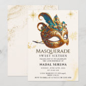 Invitation mascarade dorée (Devant / Derrière)