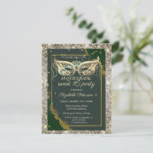 Invitation Mascarade dorée Paillettes Vert Sweet 16 (Debout devant)