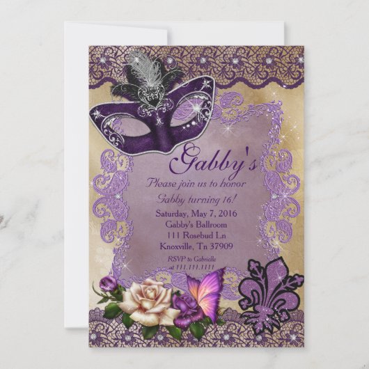 Invitation Mascarade du bonbon 16 (Devant)