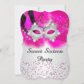 Invitation Mascarade en argent rose chaud doux 16 en dentelle (Dos)