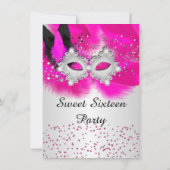 Invitation Mascarade en argent rose chaud doux 16 en dentelle (Dos)