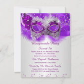 Invitation Mascarade en dentelle douce 16 Mascarade en argent (Devant)