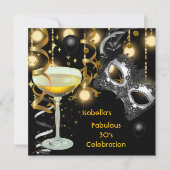 Invitation Mascarade Fabrique Masque Gold Lights Black Party (Devant)