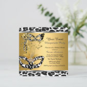 Invitation Mascarade fête d'anniversaire Leopard Masque Black (Debout devant)