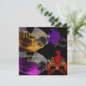 Invitation Mascarade fête d'anniversaire Purple Red Gold Masq (Debout devant)