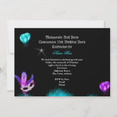 Invitation Mascarade Fête de 15 ans Teal Violet (Dos)