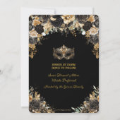 Invitation Mascarade Florale d'or noir Quinceañera (Dos)