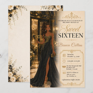 Invitation Mascarade Glamour pour les Seize Ans