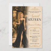 Invitation Mascarade Glamour pour les Seize Ans (Devant)