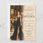 Invitation Mascarade Glamour pour les Seize Ans (Devant)