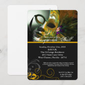 Invitation Mascarade Jaune Mascarade Masque Masque Costume Ha (Devant / Derrière)