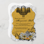 Invitation Mascarade Jaune Mascarade Masque Masque Costume Ha (Devant / Derrière)