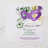 Invitation Mascarade Mardi Gras Masquerade Masque Masque Masq (Devant / Derrière)