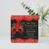 Invitation Mascarade Mascarade Black Rouge (Debout devant)